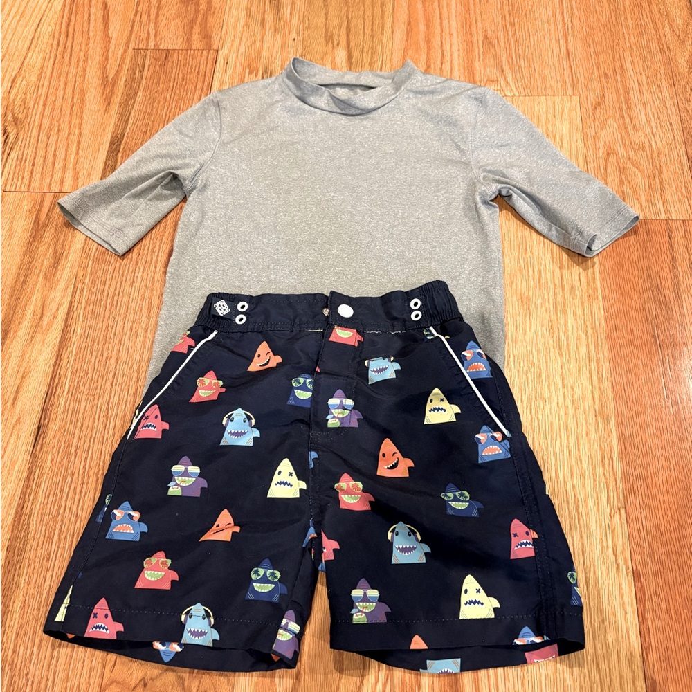 Andy & Evan kid swim trunks + short sleeve rash guard
